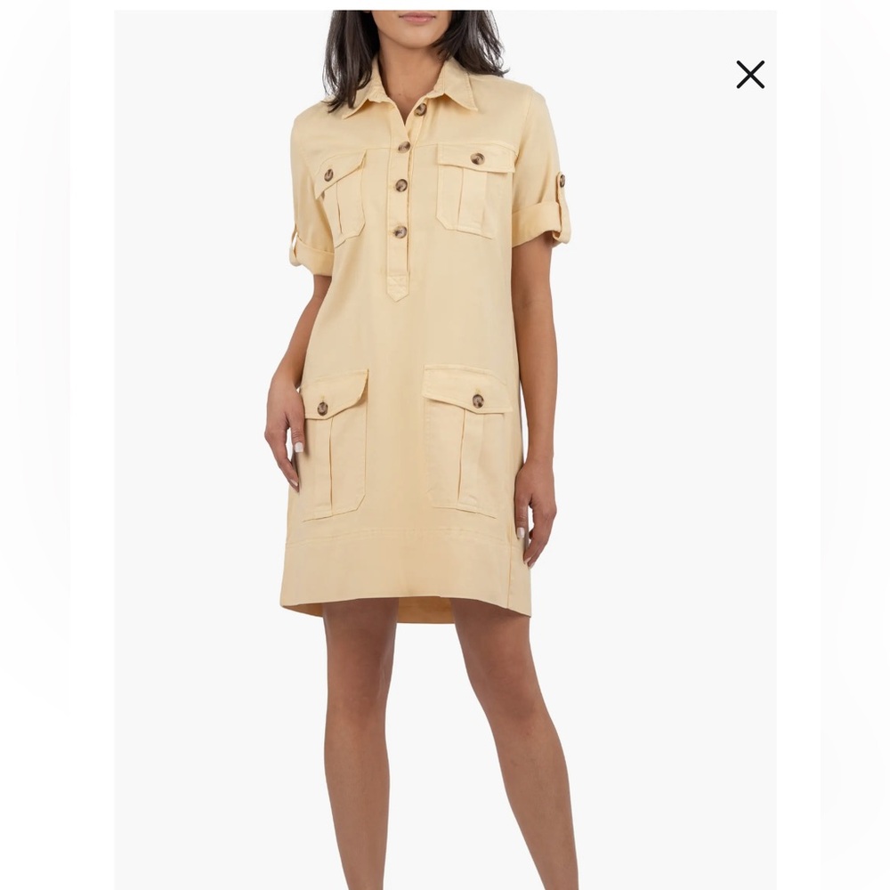 Kut from the Kloth Pale Beige Utility Shirt Mini Dress